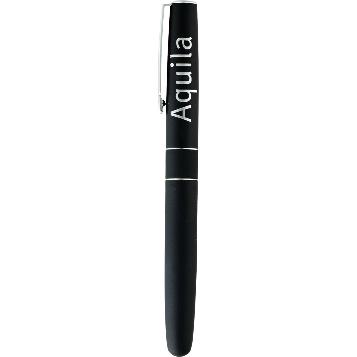 SoHo Rollerball Pen with Rubberized Finish Laser Engraving - Black - Front