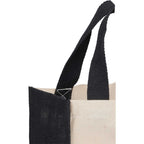 Sol Jute Panel Gift Tote in Recycled Cotton, 8 oz - Black - Detail