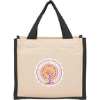 Sol Jute Panel Gift Tote in Recycled Cotton, 8 oz - Black - Front