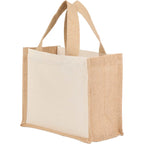 Sol Jute Panel Gift Tote in Recycled Cotton, 8 oz - Natural - Left Angle