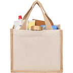 Sol Jute Panel Gift Tote in Recycled Cotton, 8 oz - Natural - Propped