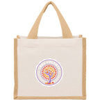 Sol Jute Panel Gift Tote in Recycled Cotton, 8 oz Transfer - Natural - Front