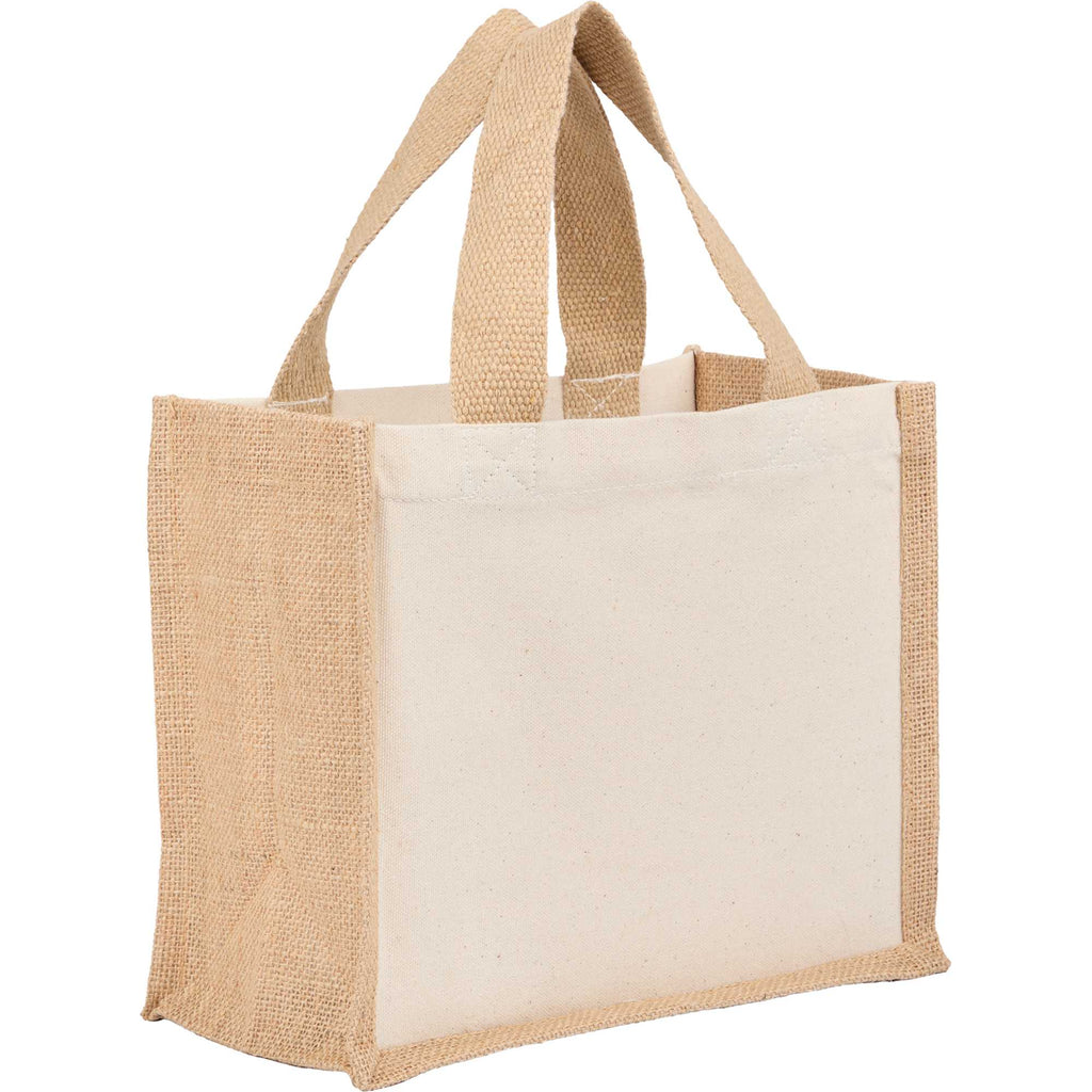 Sol Jute Panel Gift Tote in Recycled Cotton, 8 oz Transfer - Natural - Right Angle