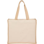 Sol Jute Panel Shopper Tote in Recycled Cotton, 10 oz - Natural - Front