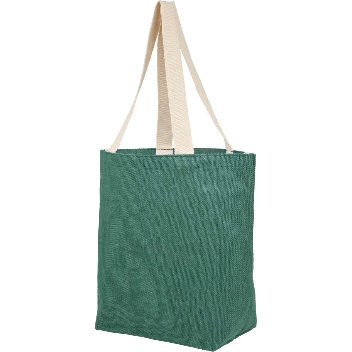 Sol Jute Shopper Tote with Cotton Handles Embroidery - Green - Left Angle