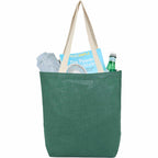 Sol Jute Shopper Tote with Cotton Handles Embroidery - Green - Propped