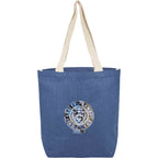 Sol Jute Shopper Tote with Cotton Handles Embroidery - Navy - Front