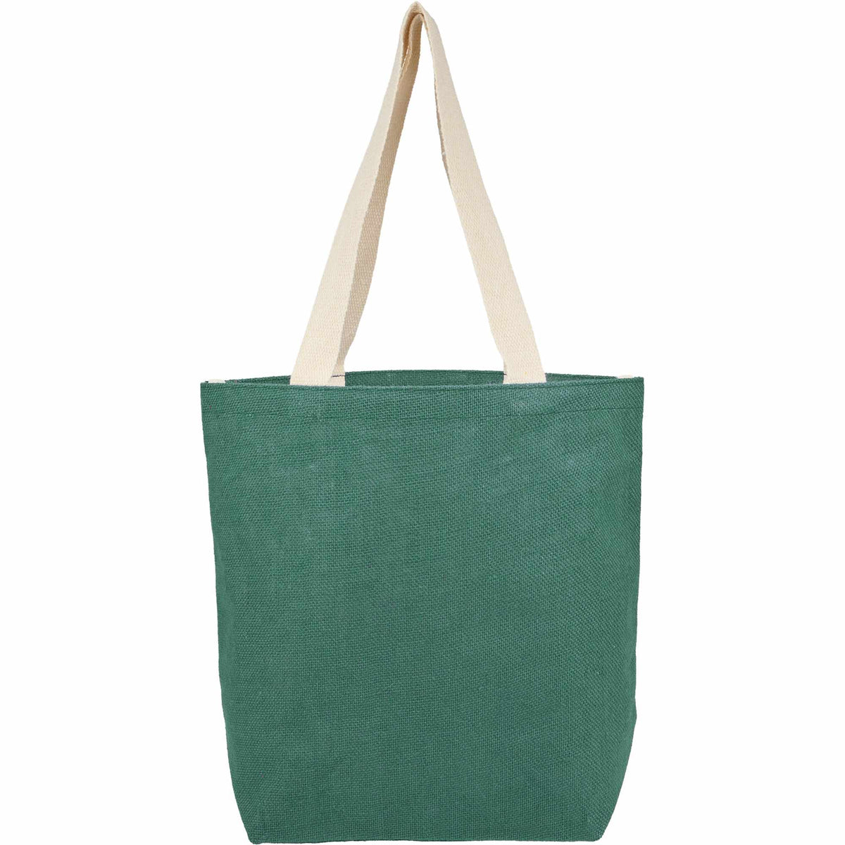 Sol Jute Shopper Tote with Cotton Handles - Green - Back