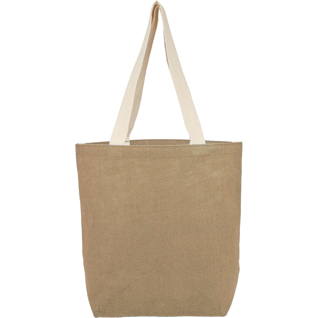 Sol Jute Shopper Tote with Cotton Handles - Natural - Back