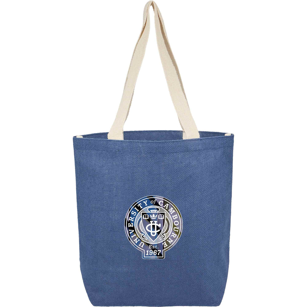 Sol Jute Shopper Tote with Cotton Handles - Navy - Front