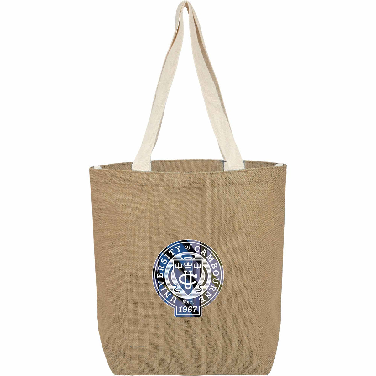 Sol Jute Shopper Tote with Cotton Handles Transfer - Natural - Front