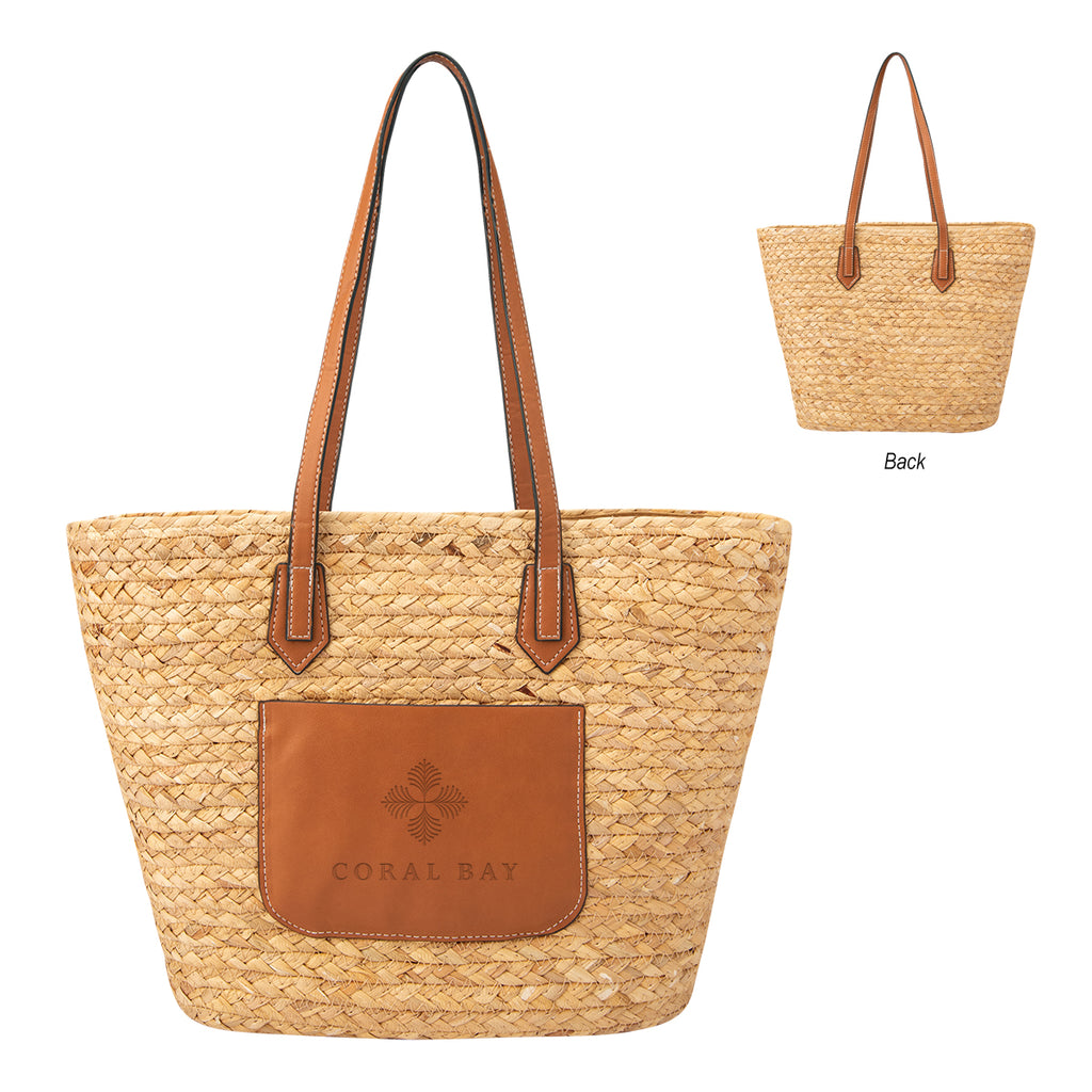 Solana Tote Bag in Hyacinth Grass - Deboss