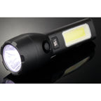 Solar Rechargeable Flashlight with COB Side Light, 130 Lumens - Black - Detail 2