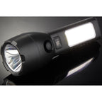 Solar Rechargeable Flashlight with COB Side Light, 130 Lumens - Black - Detail