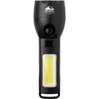 Solar Rechargeable Flashlight with COB Side Light, 130 Lumens - Black - Front