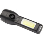 Solar Rechargeable Flashlight with COB Side Light, 130 Lumens - Black - Left Angle 2
