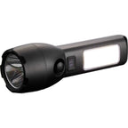 Solar Rechargeable Flashlight with COB Side Light, 130 Lumens - Black - Right Angle 3