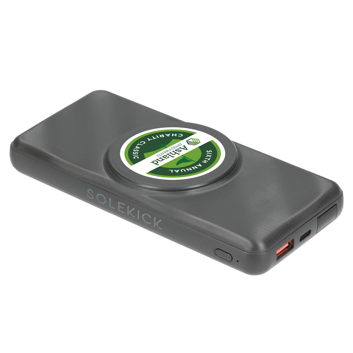 Solekick Magnetic Wireless Power Bank, 10,000 mAh 15W Full Color - Dark Gray - Right Side