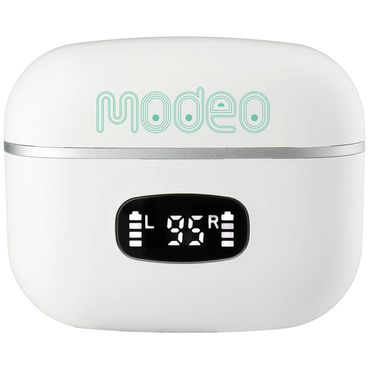 Solekick Wireless Earbuds with LED Battery Display - White - Front 2