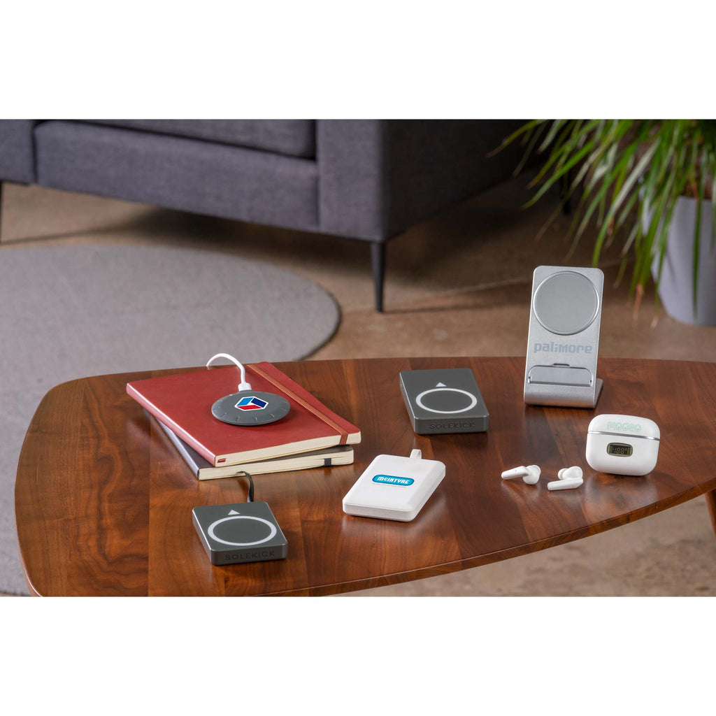 Solekick Wireless Earbuds with LED Battery Display - White - Front Solekick