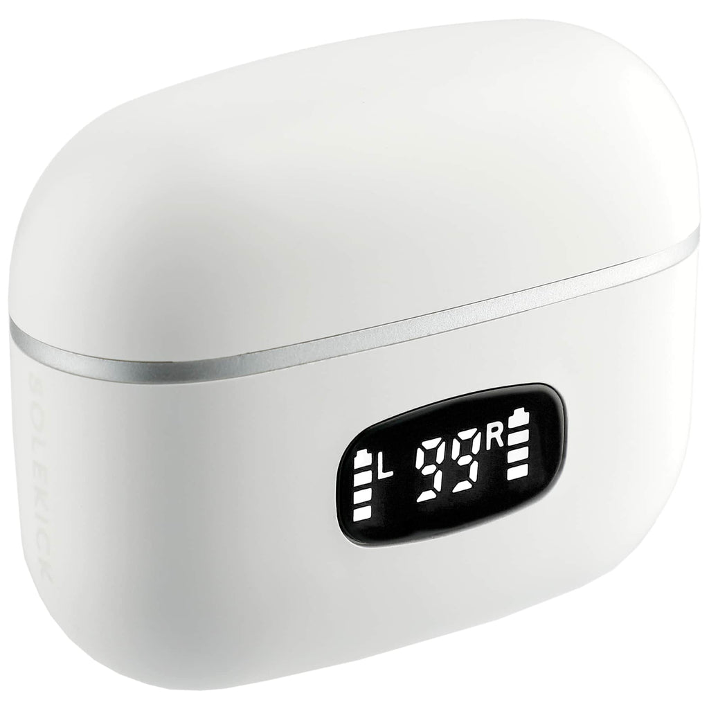 Solekick Wireless Earbuds with LED Battery Display - White - Right Angle 6