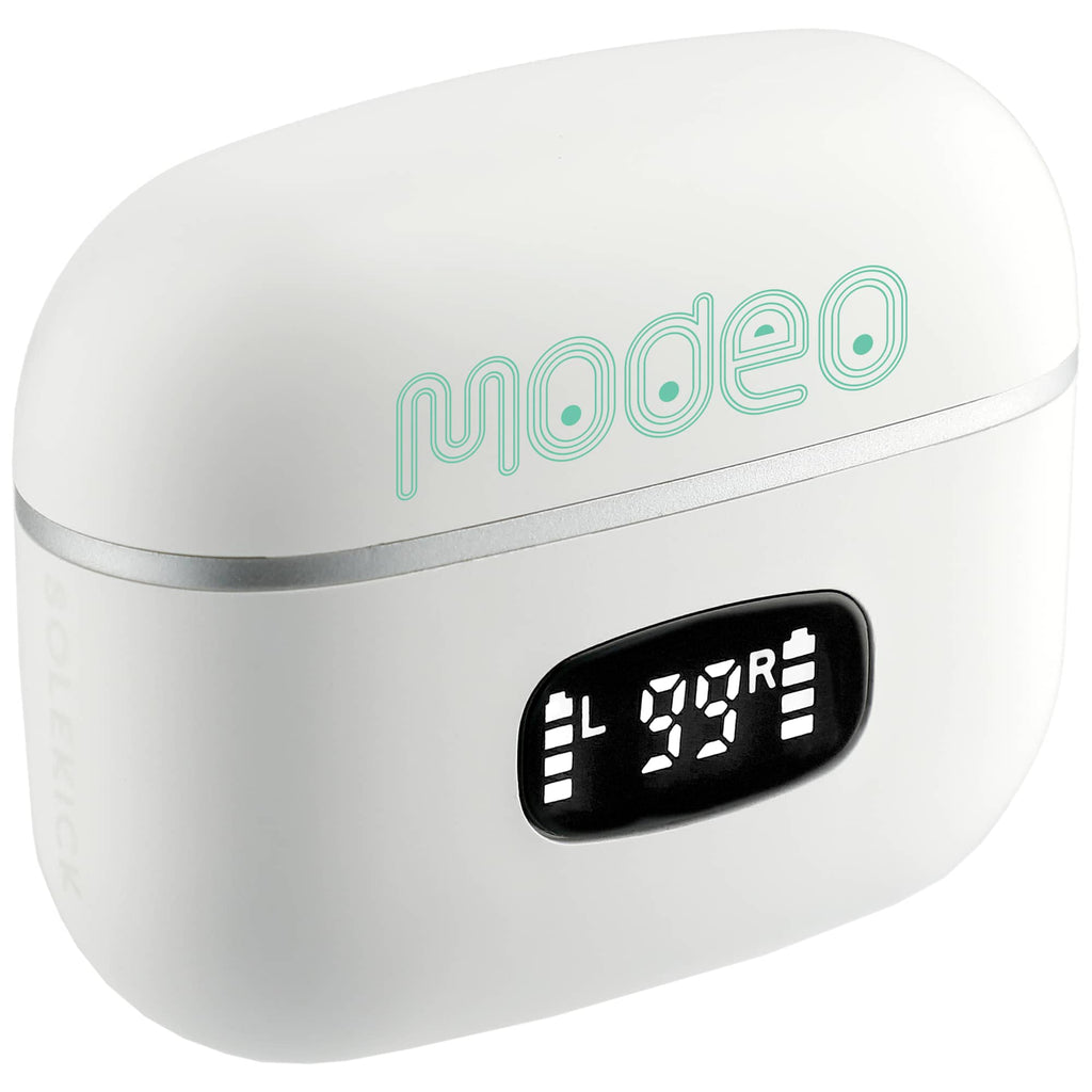 Solekick Wireless Earbuds with LED Battery Display - White - Right Angle