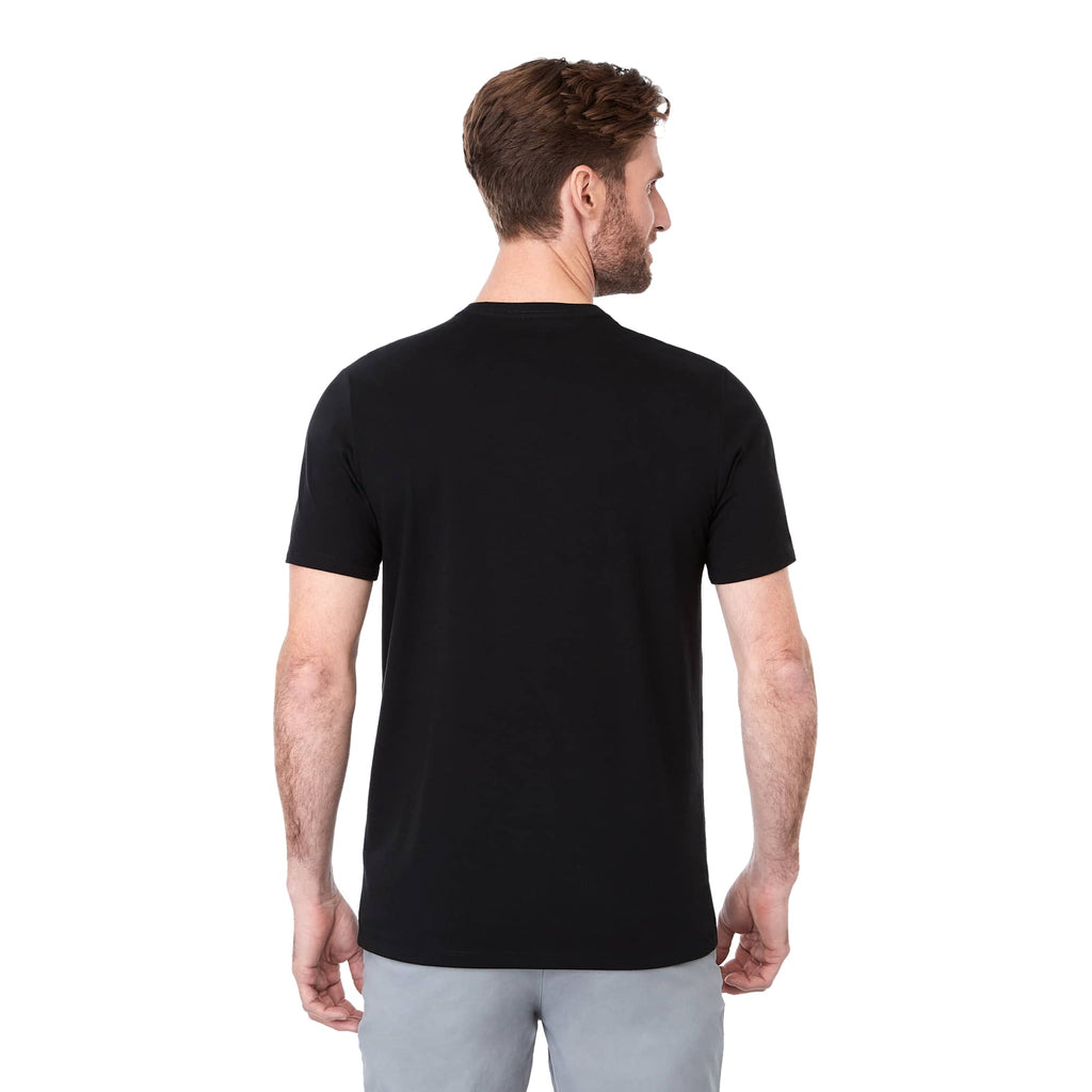 Somoto Eco Crew Neck Tee in Recycled Poly Cotton for Men Transfer - Black - Back On Model