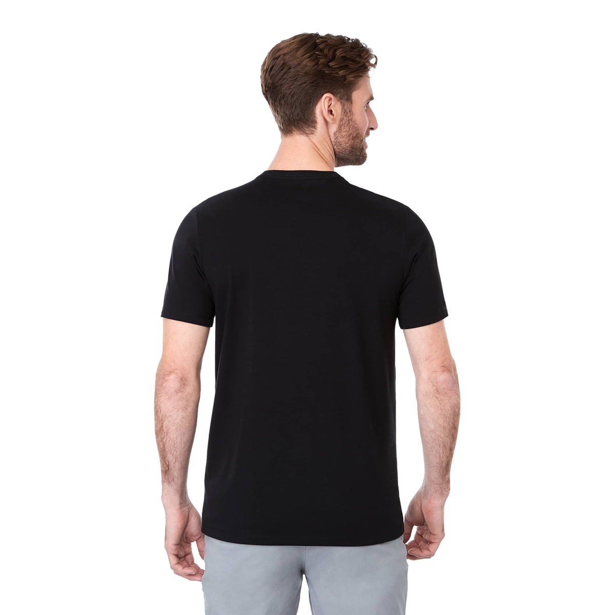 Somoto Eco Crew Neck Tee in Recycled Poly Cotton for Men Transfer - Black - Back On Model