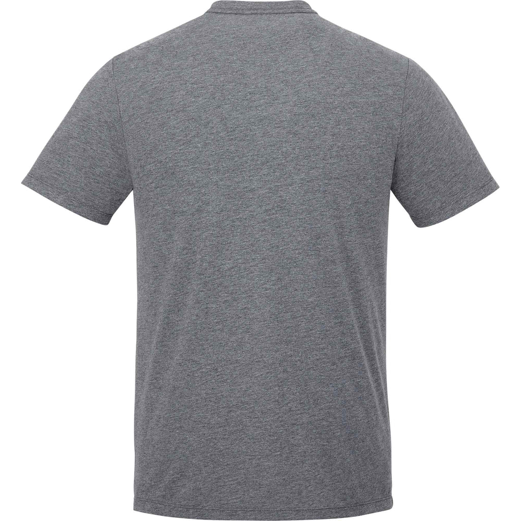 Somoto Eco Crew Neck Tee in Recycled Poly Cotton for Men Transfer - Heather Charcoal - Back