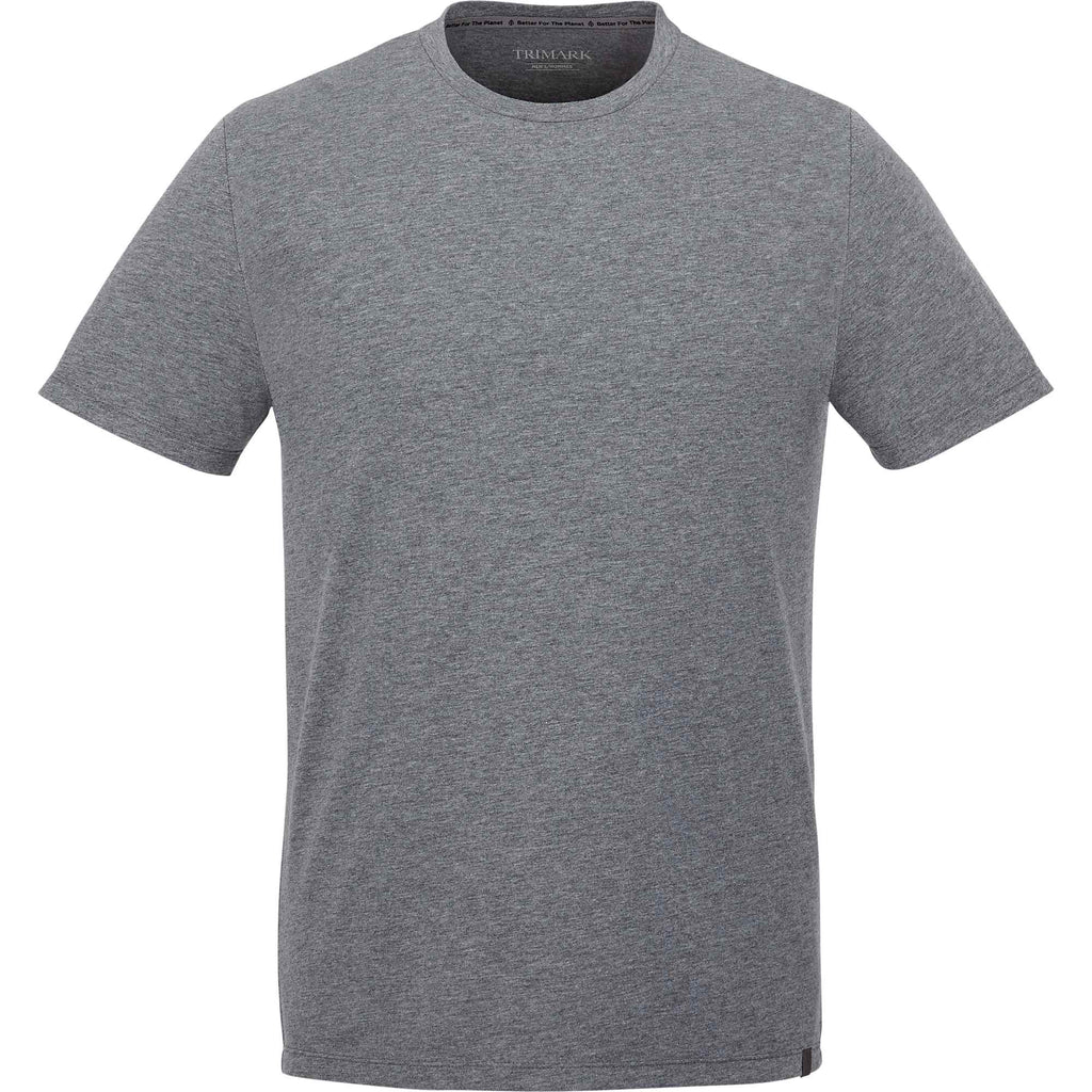 Somoto Eco Crew Neck Tee in Recycled Poly Cotton for Men Transfer - Heather Charcoal - Front