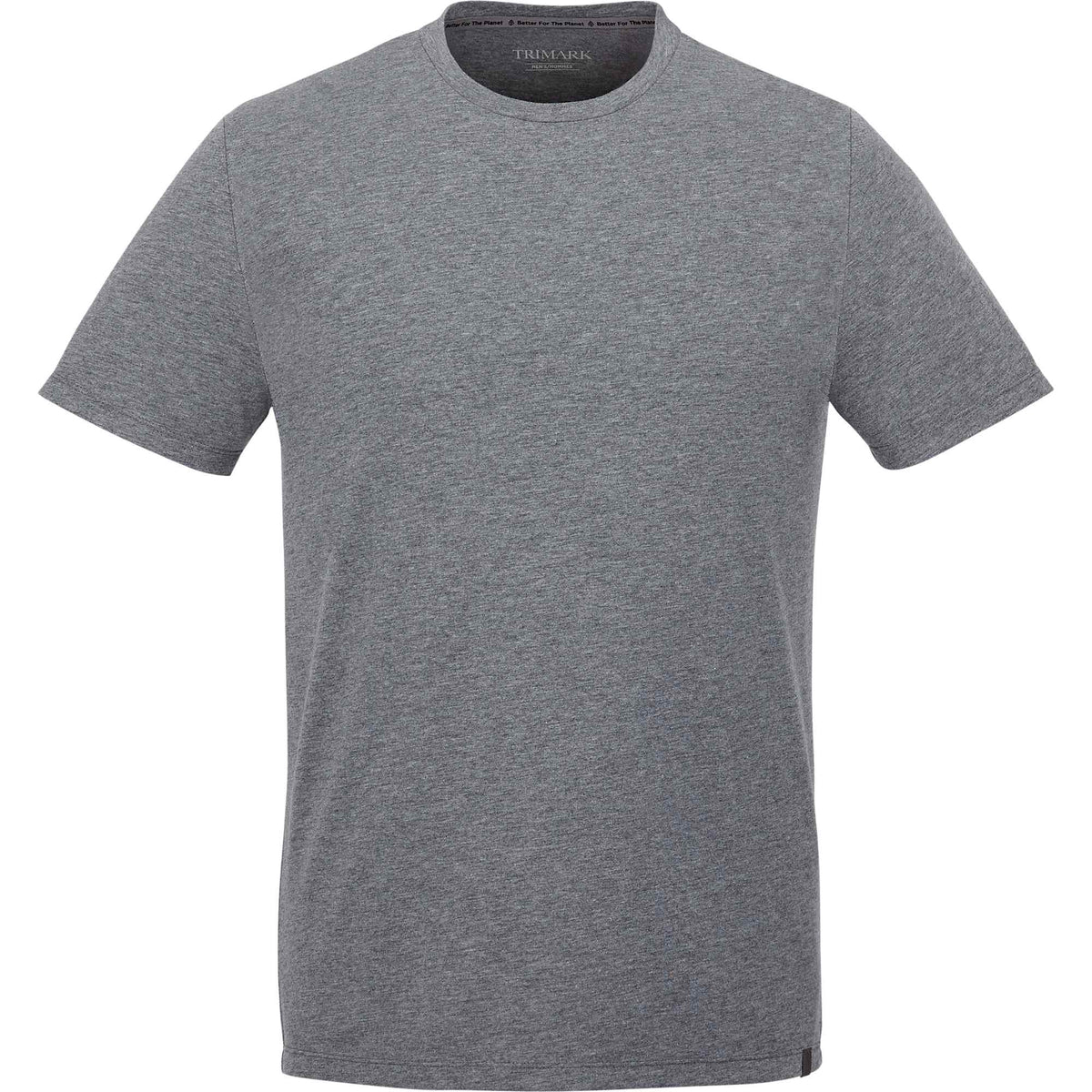 Somoto Eco Crew Neck Tee in Recycled Poly Cotton for Men Transfer - Heather Charcoal - Front