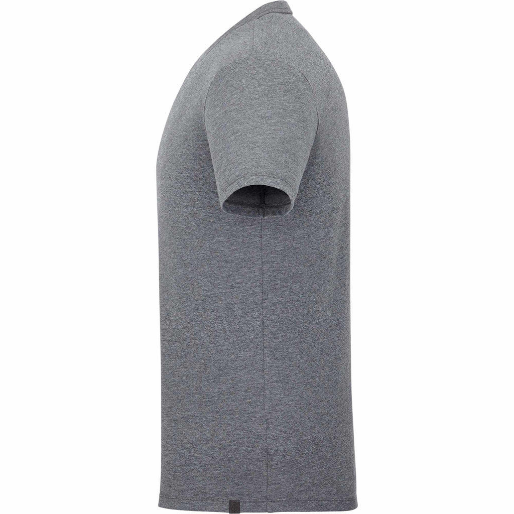 Somoto Eco Crew Neck Tee in Recycled Poly Cotton for Men Transfer - Heather Charcoal - Left Side