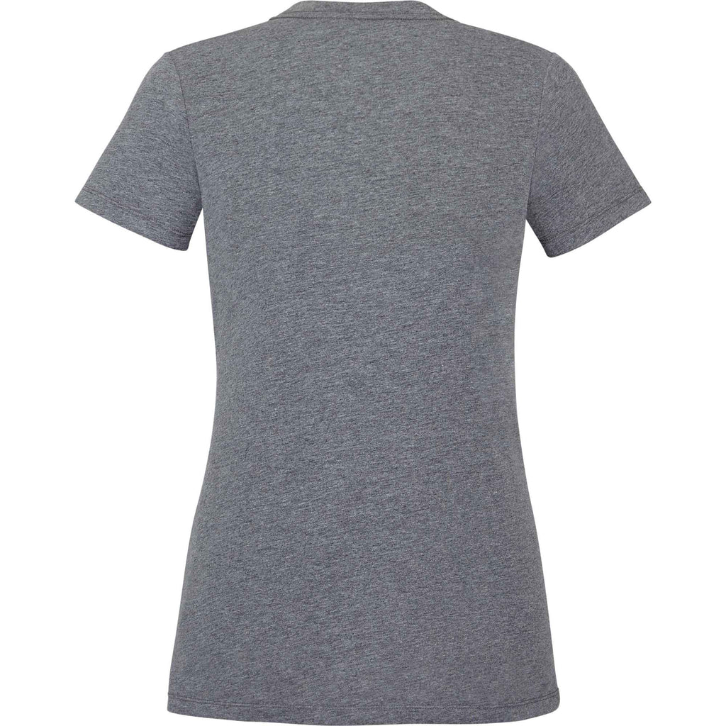 Somoto Eco Crew Neck Tee in Recycled Poly Cotton for Women Embroidery - Heather Charcoal - Back