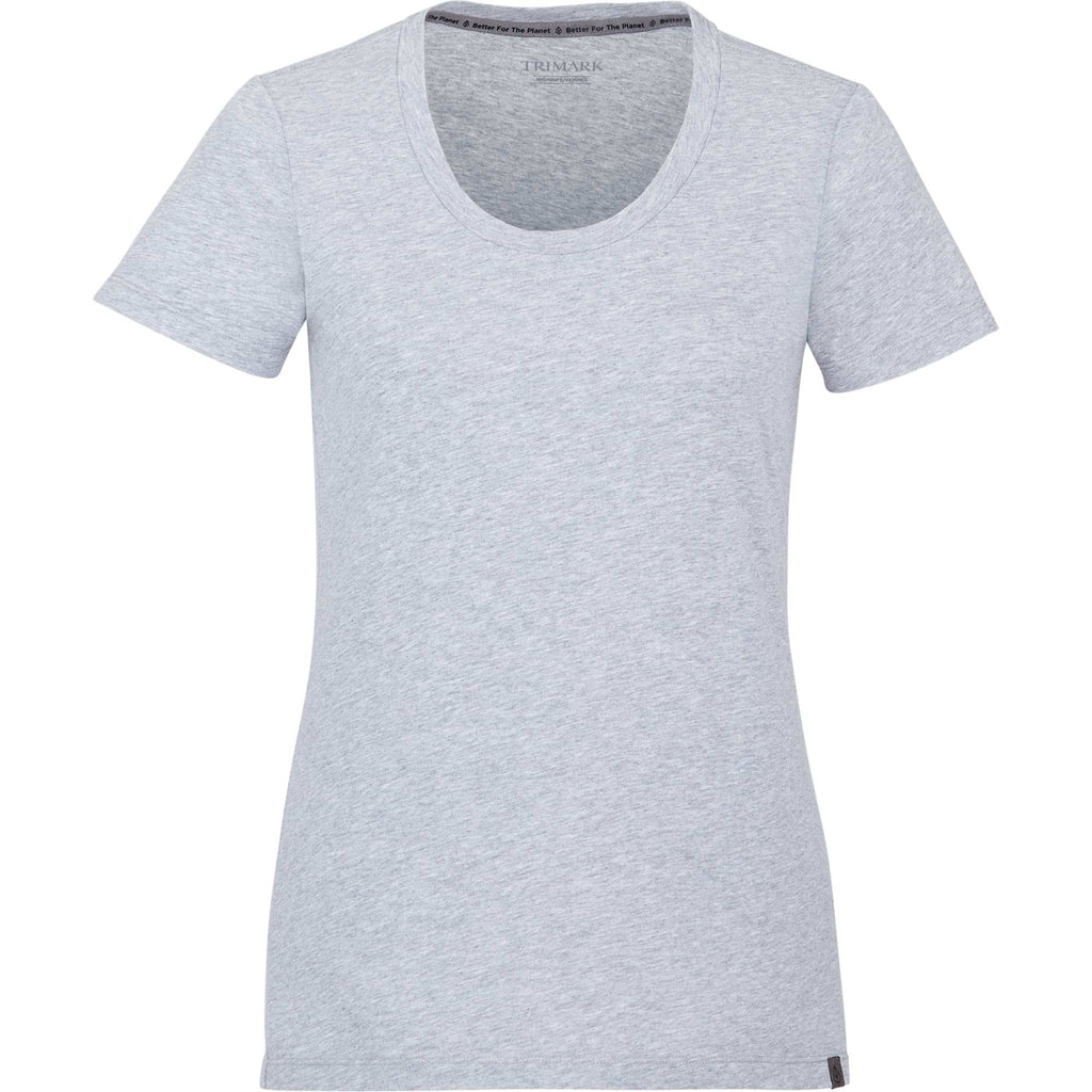 Somoto Eco Crew Neck Tee in Recycled Poly Cotton for Women Embroidery - Heather Grey - Front