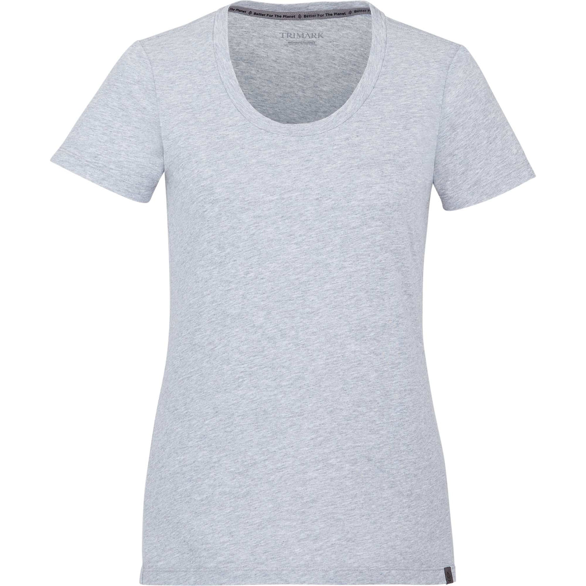 Somoto Eco Crew Neck Tee in Recycled Poly Cotton for Women Embroidery - Heather Grey - Front