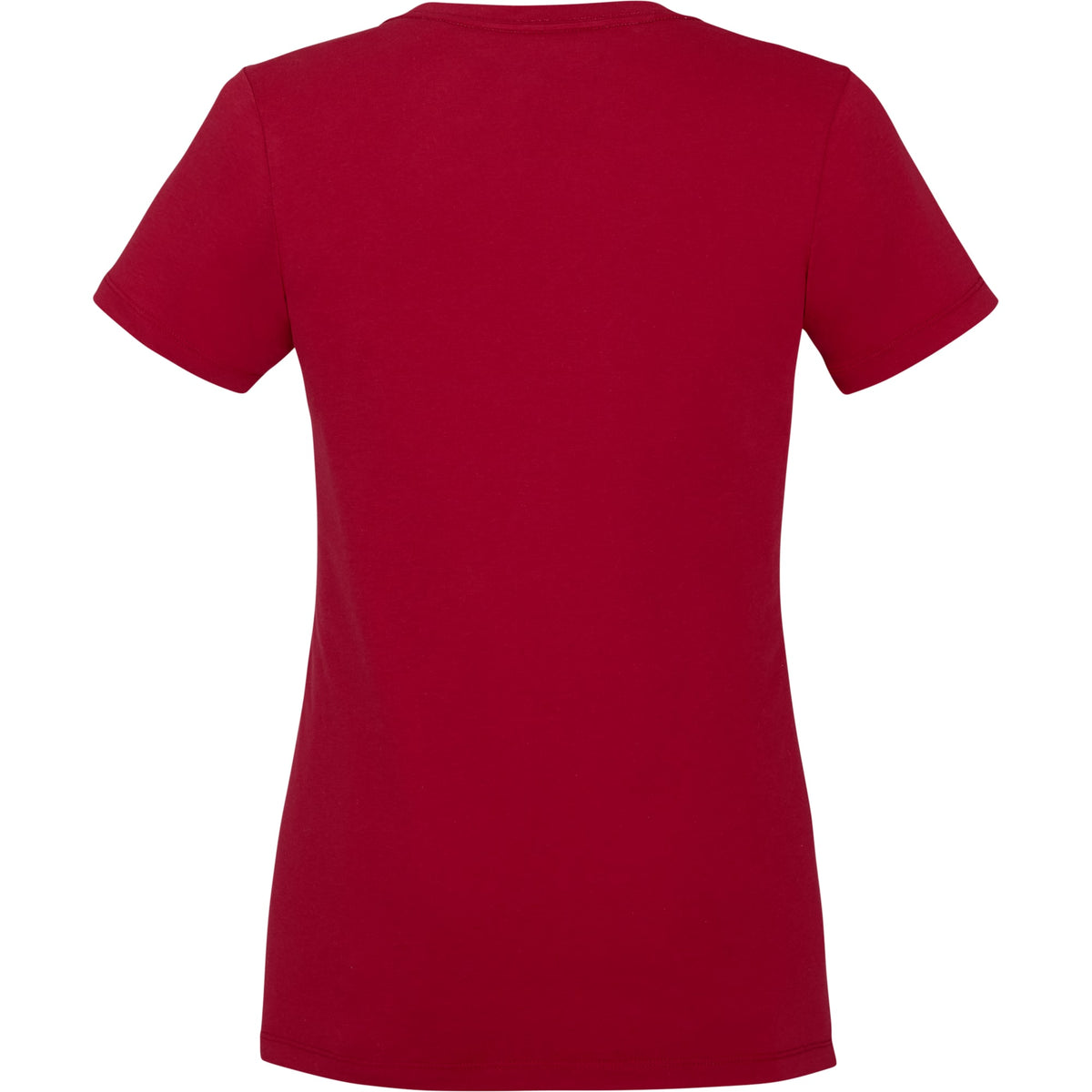 Somoto Eco Crew Neck Tee in Recycled Poly Cotton for Women Embroidery - Vintage Red - Back