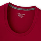 Somoto Eco Crew Neck Tee in Recycled Poly Cotton for Women Embroidery - Vintage Red - Collar Detail