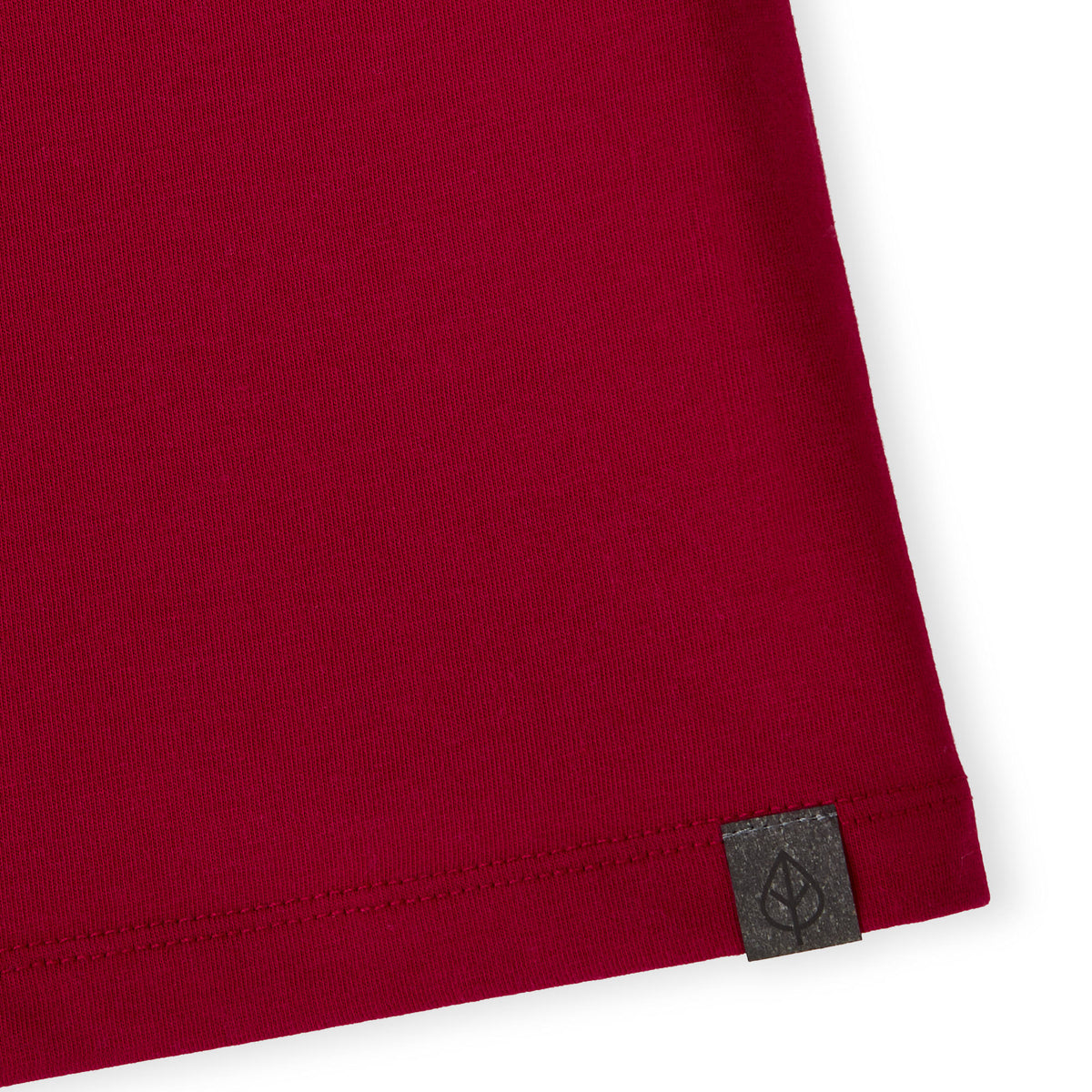 Somoto Eco Crew Neck Tee in Recycled Poly Cotton for Women Embroidery - Vintage Red - Hem Detail