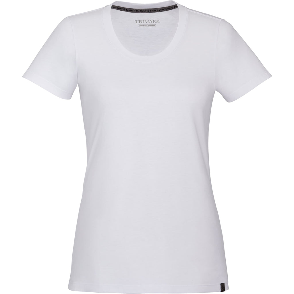 Somoto Eco Crew Neck Tee in Recycled Poly Cotton for Women Embroidery - White - Front