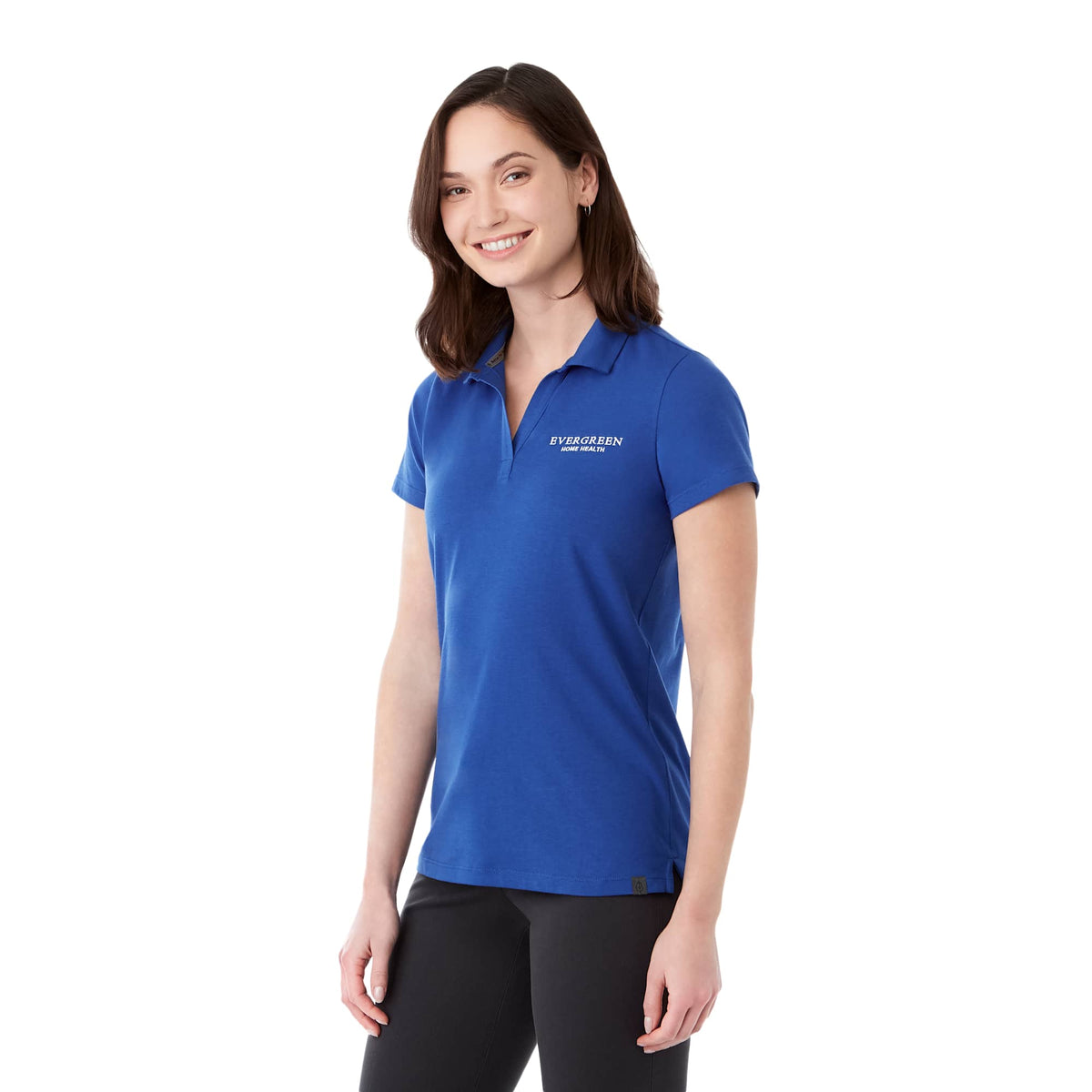 Somoto Eco Johnny Collar Polo for Women Sublimation - New Royal - Left Angle On Model