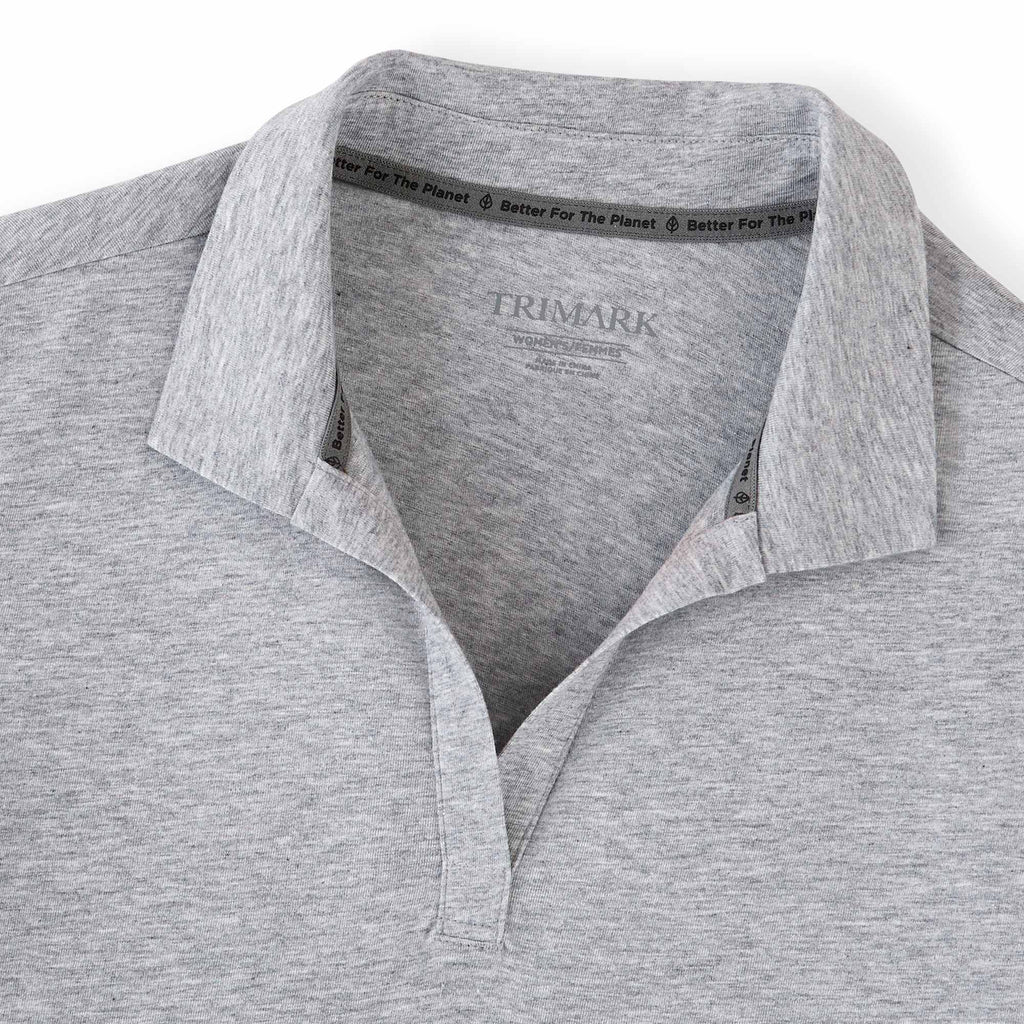 Somoto Eco Johnny Collar Polo for Women Transfer - Heather Grey - Collar Detail