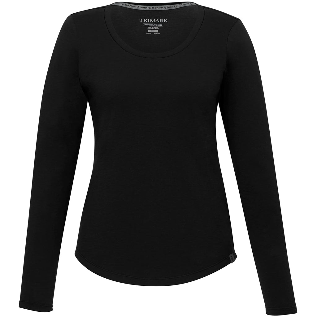 Somoto Eco Long Sleeve Tee in Recycled Poly Cotton for Women Transfer - Black - Front