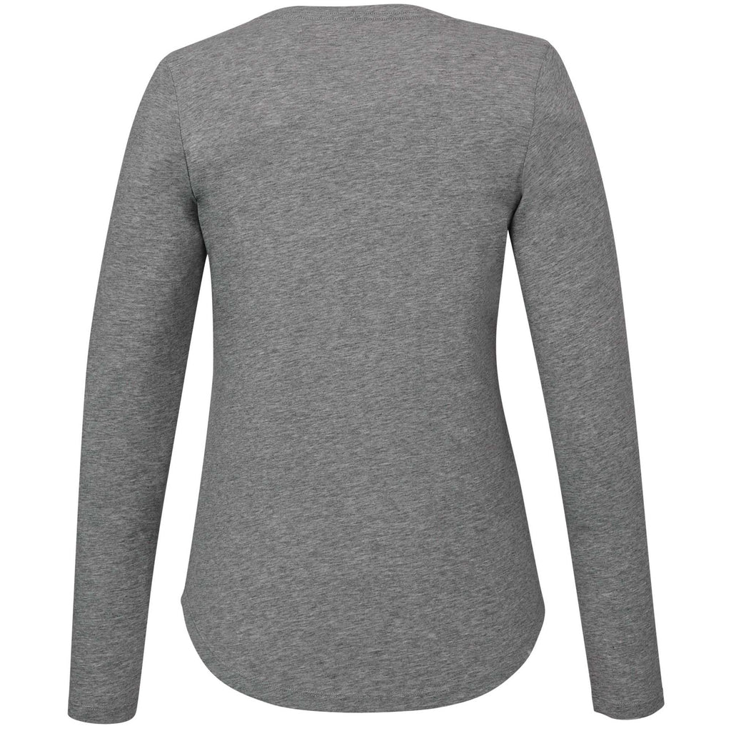 Somoto Eco Long Sleeve Tee in Recycled Poly Cotton for Women Transfer - Heather Charcoal - Back