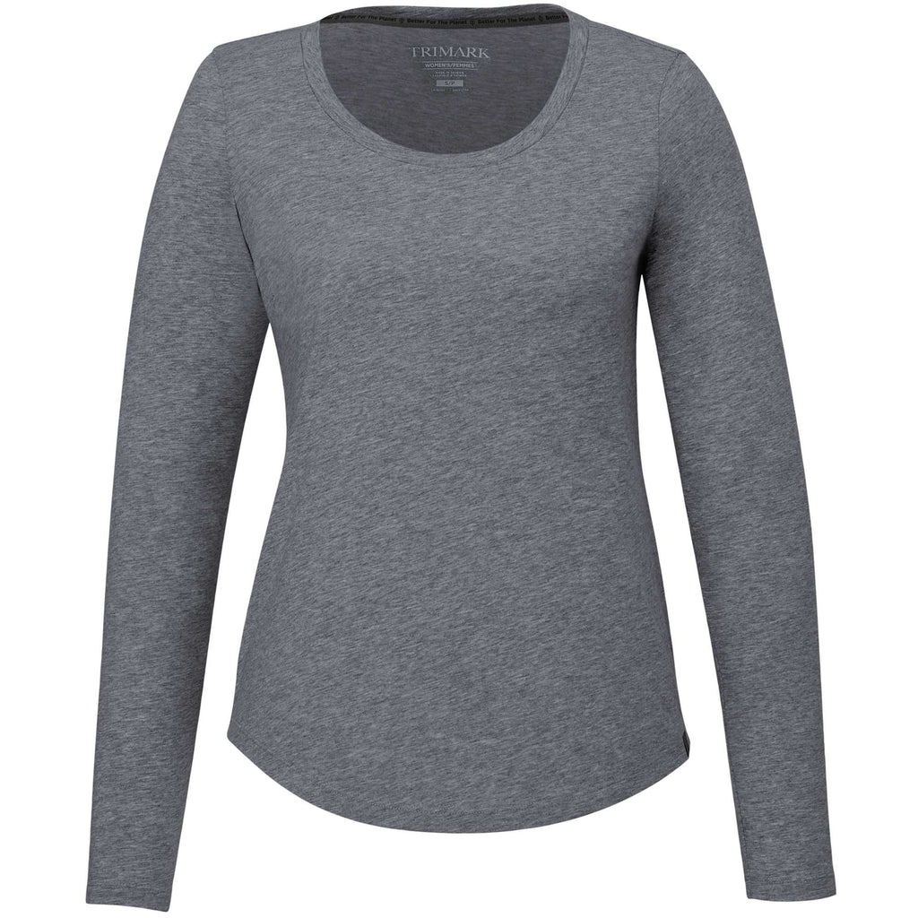 Somoto Eco Long Sleeve Tee in Recycled Poly Cotton for Women Transfer - Heather Charcoal - Front