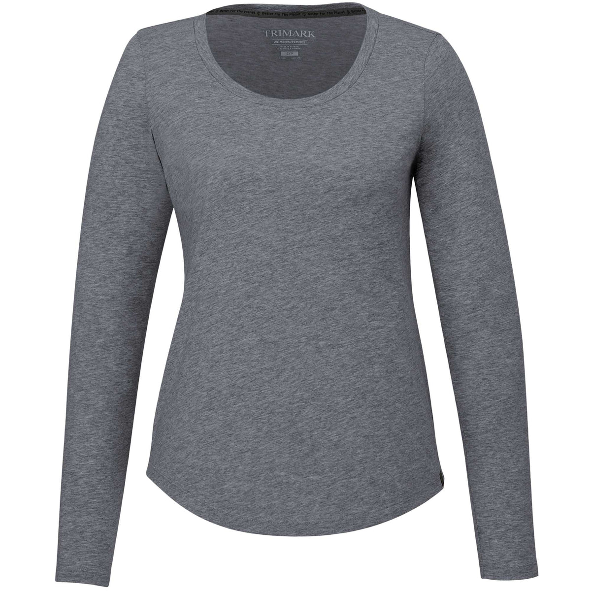 Somoto Eco Long Sleeve Tee in Recycled Poly Cotton for Women Transfer - Heather Charcoal - Front