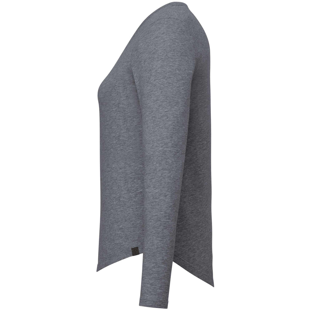 Somoto Eco Long Sleeve Tee in Recycled Poly Cotton for Women Transfer - Heather Charcoal - Left Side