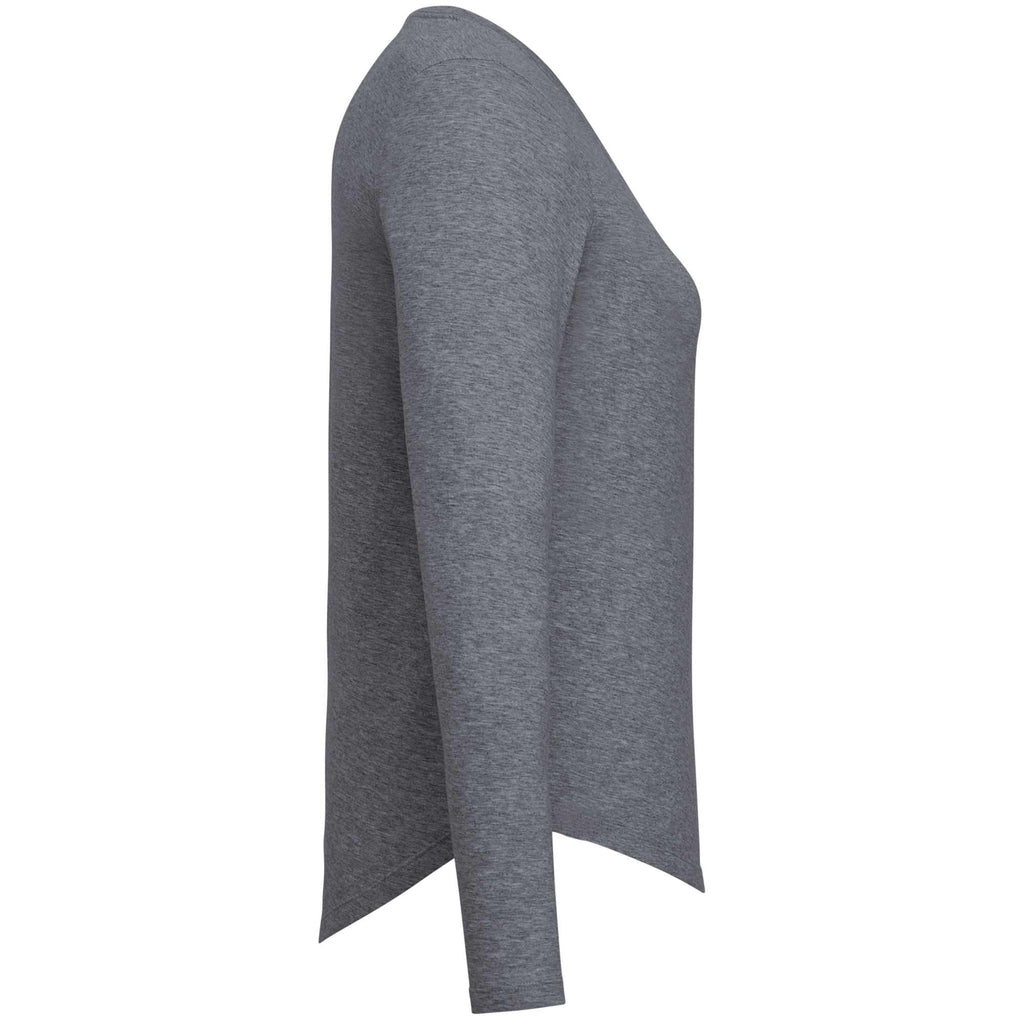 Somoto Eco Long Sleeve Tee in Recycled Poly Cotton for Women Transfer - Heather Charcoal - Right Side