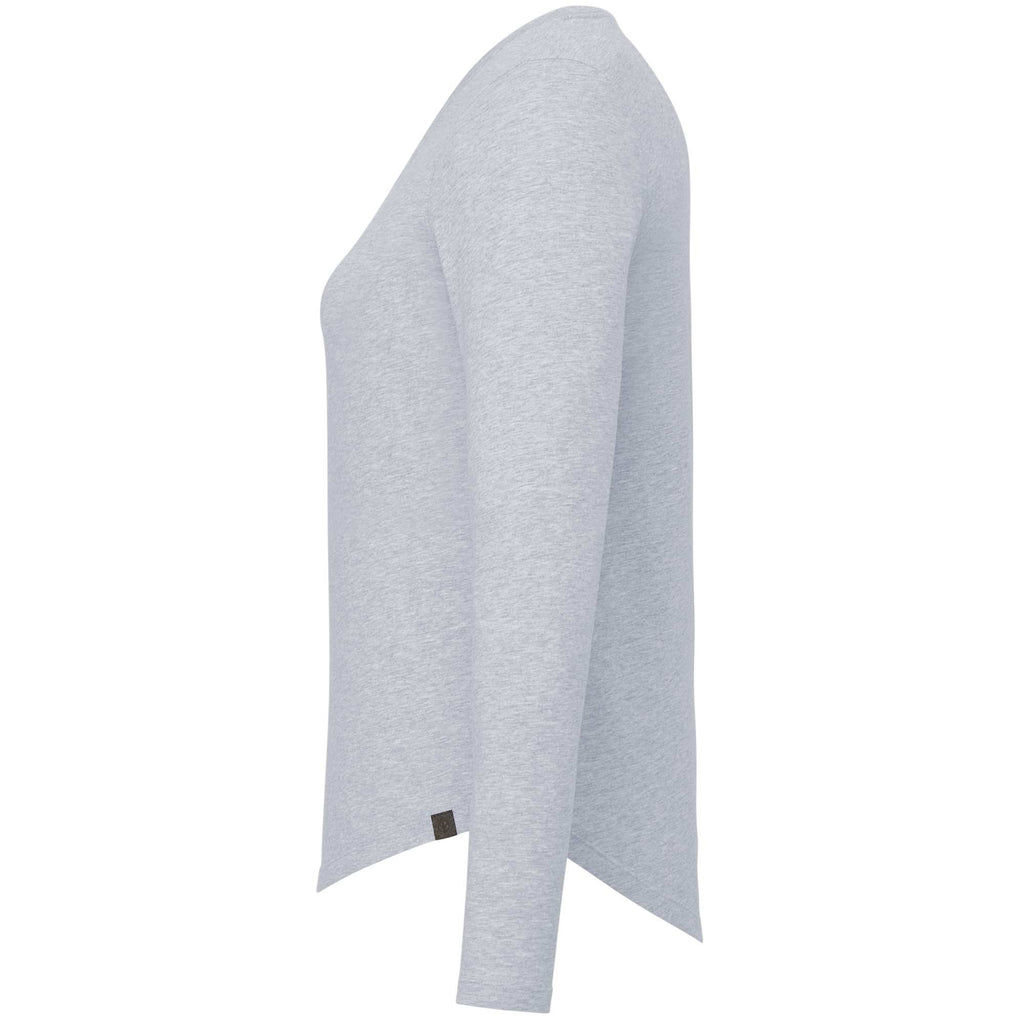 Somoto Eco Long Sleeve Tee in Recycled Poly Cotton for Women Transfer - Heather Grey - Left Side