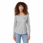 Somoto Eco Long Sleeve Tee in Recycled Poly Cotton for Women Transfer - Heather Grey - On Model Front 2