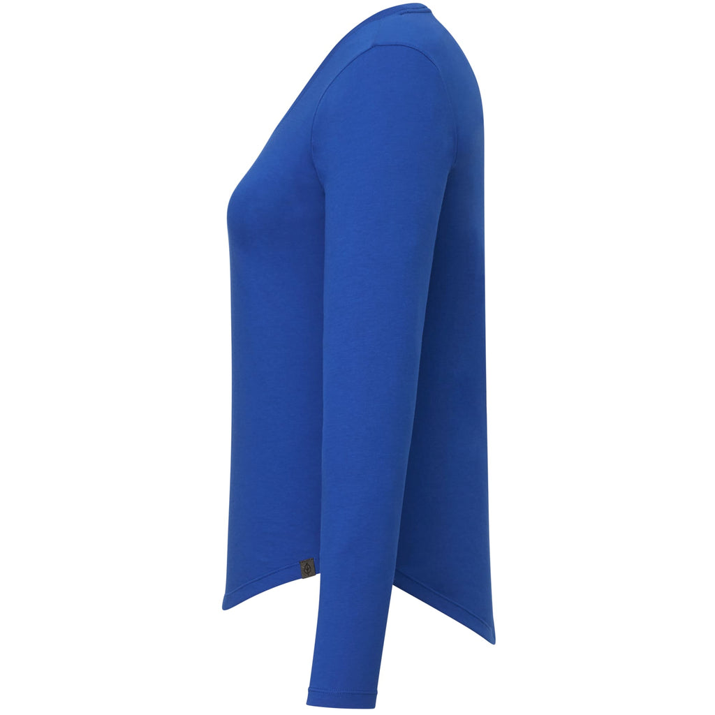 Somoto Eco Long Sleeve Tee in Recycled Poly Cotton for Women Transfer - New Royal - Left Side